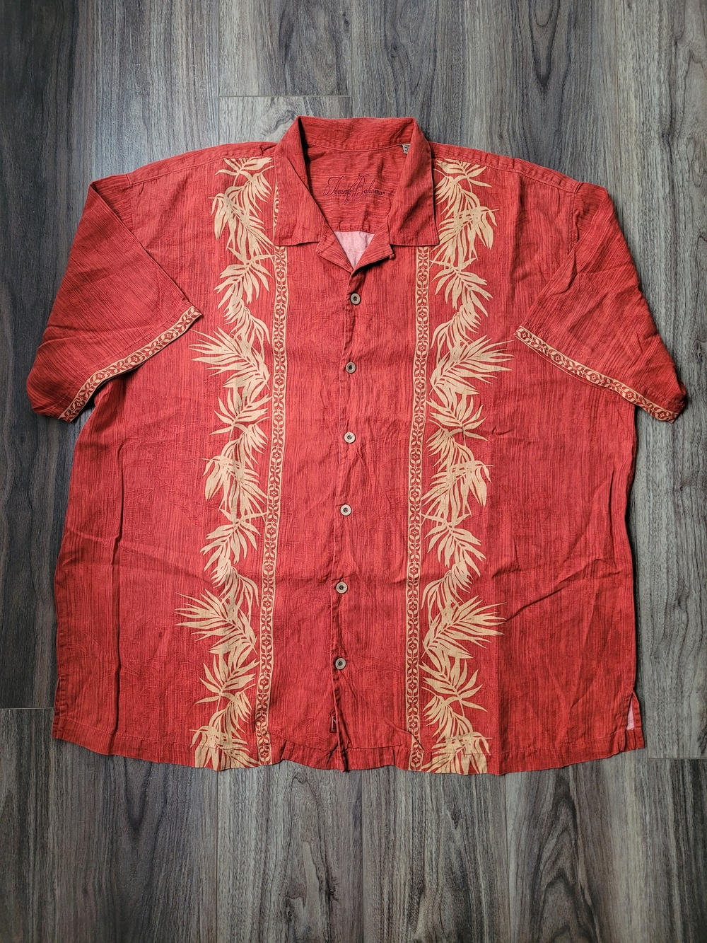 Tommy Bahama Orange Red Short-Sleeve Tropical Theme Shirt